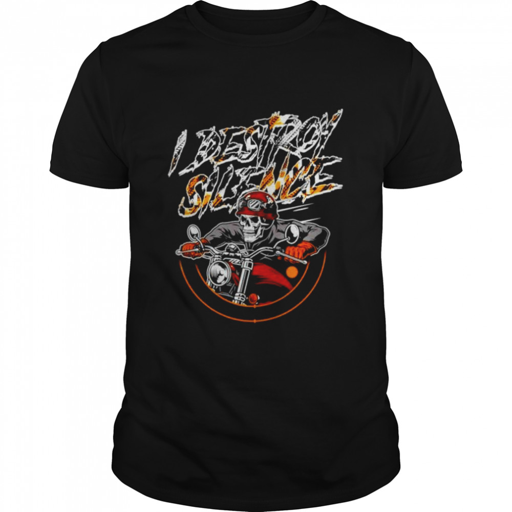 I destroy silence skull motorcycle retro vintage T-shirt