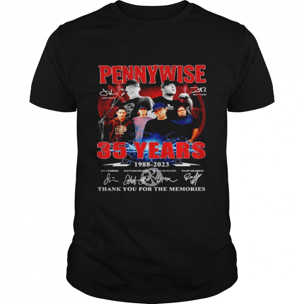 Pennywise 35 years 1988 2023 thank you for the memories signatures shirt