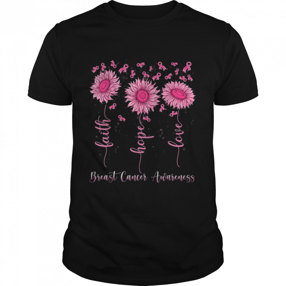 Faith Hope Love Pink Ribbon Breast Cancer Awareness T- B09WMC72RR Classic Men's T-shirt
