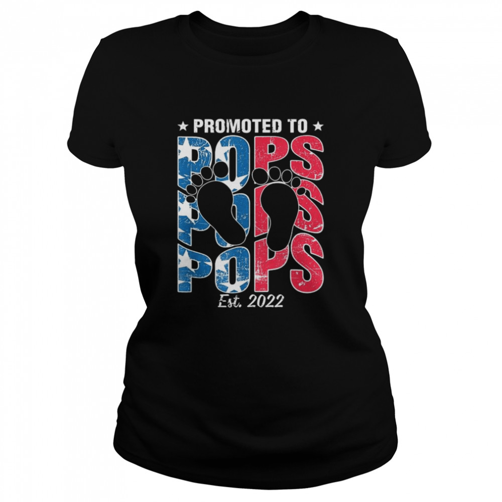 Promoted To Pops Est 2022 Men Usa Flag First Time Grandpa T- Classic Women's T-shirt