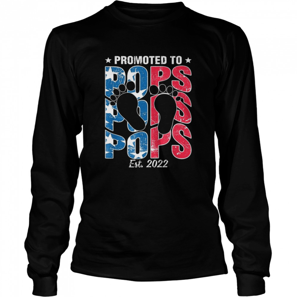 Promoted To Pops Est 2022 Men Usa Flag First Time Grandpa T- Long Sleeved T-shirt