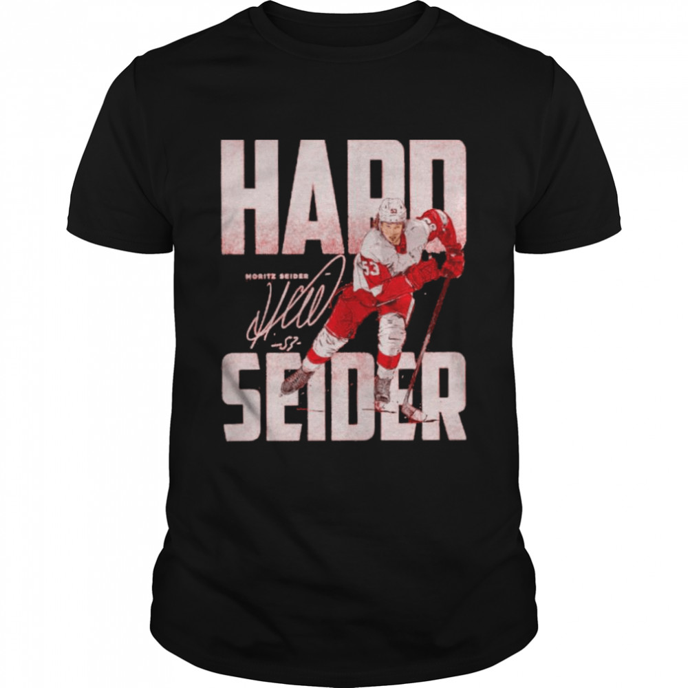 Detroit Red Wings Moritz Seider hard seider bold signature shirt
