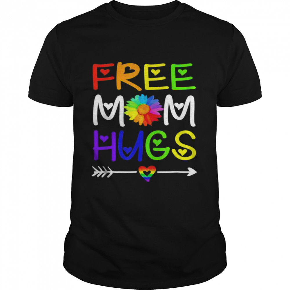 Free mom hugs daisy rainbow heart LGBT pride month shirt
