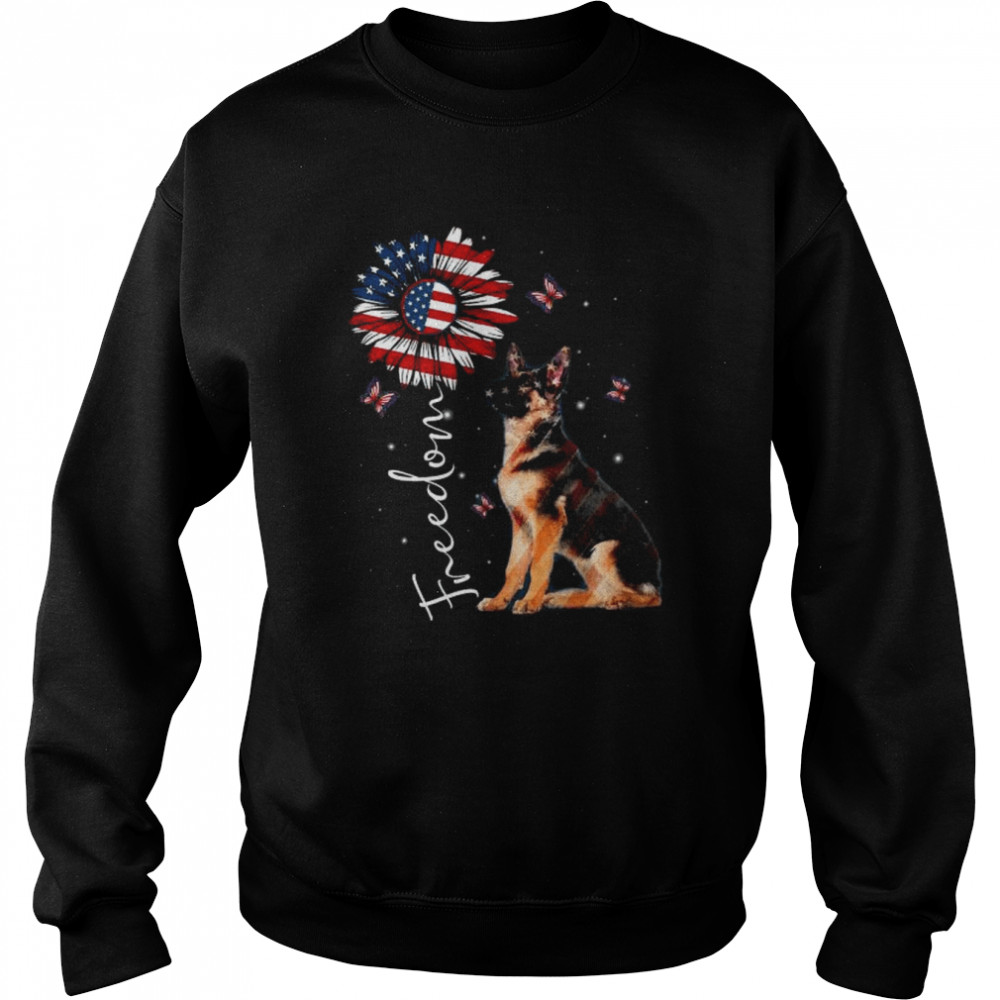 German Shepherd sunflower freedom American flag shirt Unisex Sweatshirt