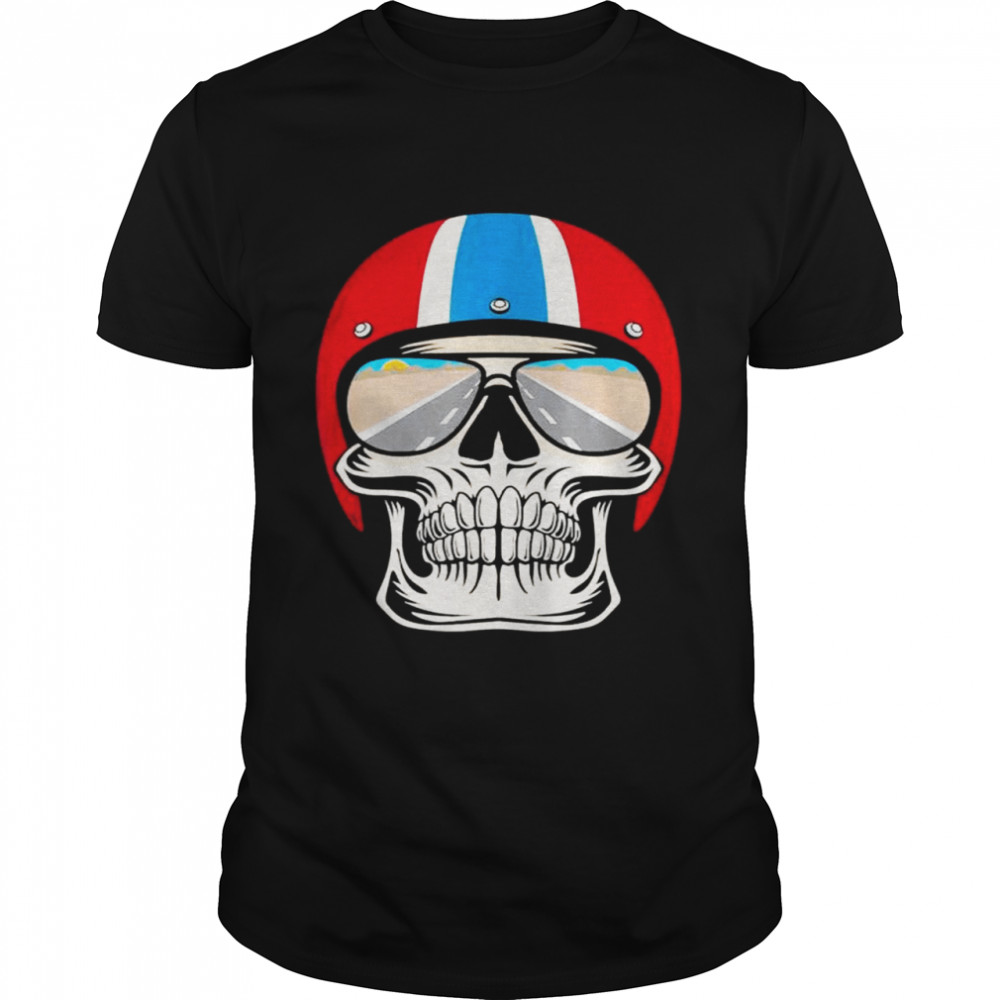Retro skull with helmet and sunglasses shirt Classic Men's T-shirt