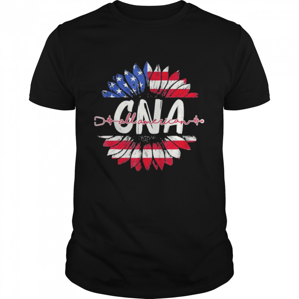 All American CNA Life American Flag Sunflower 4th Of July shirt Classic Men's T-shirt