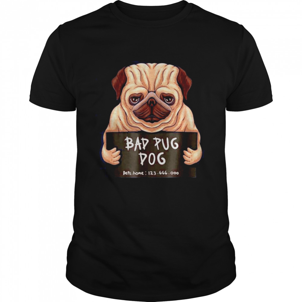 Bad pug dog crime shirt Classic Men's T-shirt
