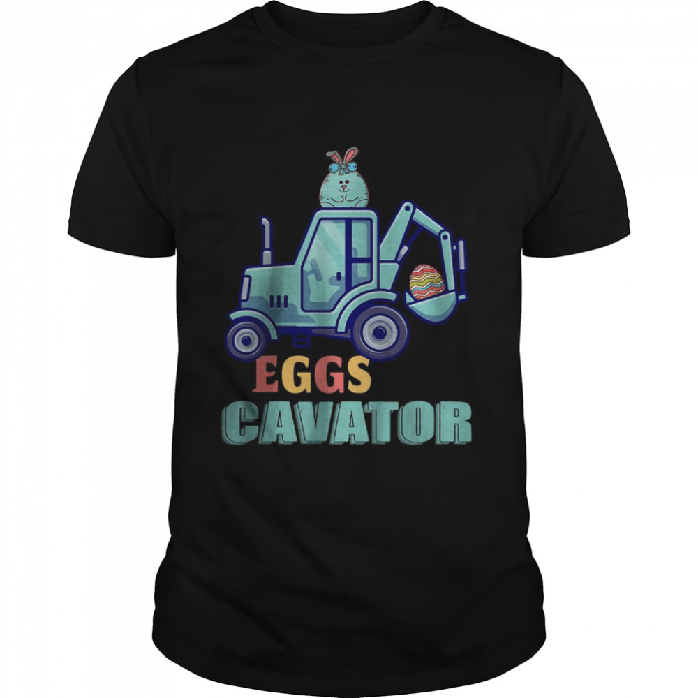 Kids Eggs Cavator Easter Bunny Excavator Cute Boys Kids Toddler T-Shirt
