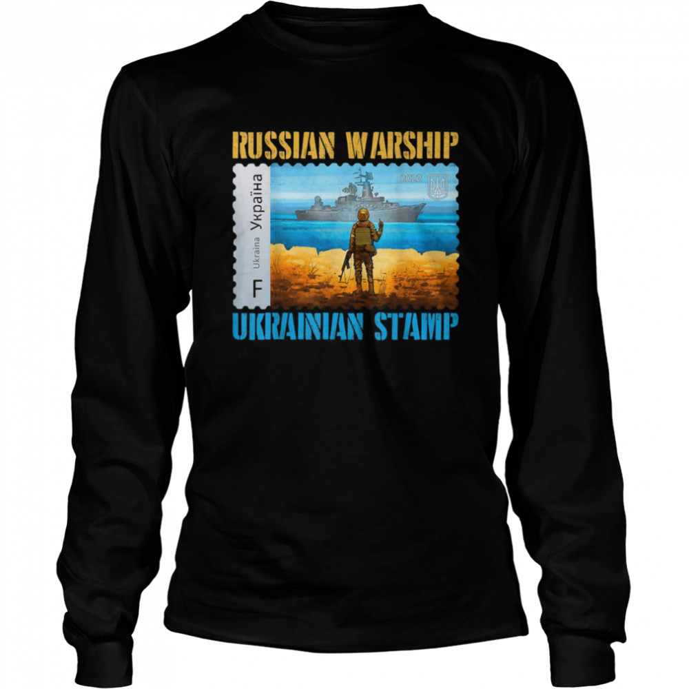 Vintage Ukraine Postage Warship Ukrainian Stamp Flag Pride  Long Sleeved T-shirt