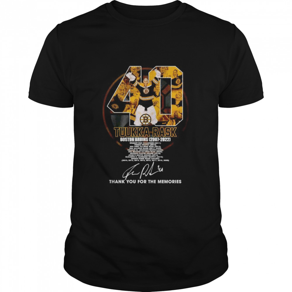 40 Tuukka Rask Boston Bruins 2007 2022 thank you for the memories shirt Classic Men's T-shirt