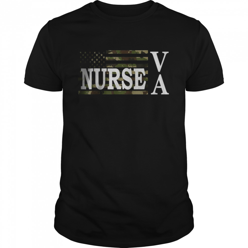 USA Heart American Flag VA Nurse T-Shirt