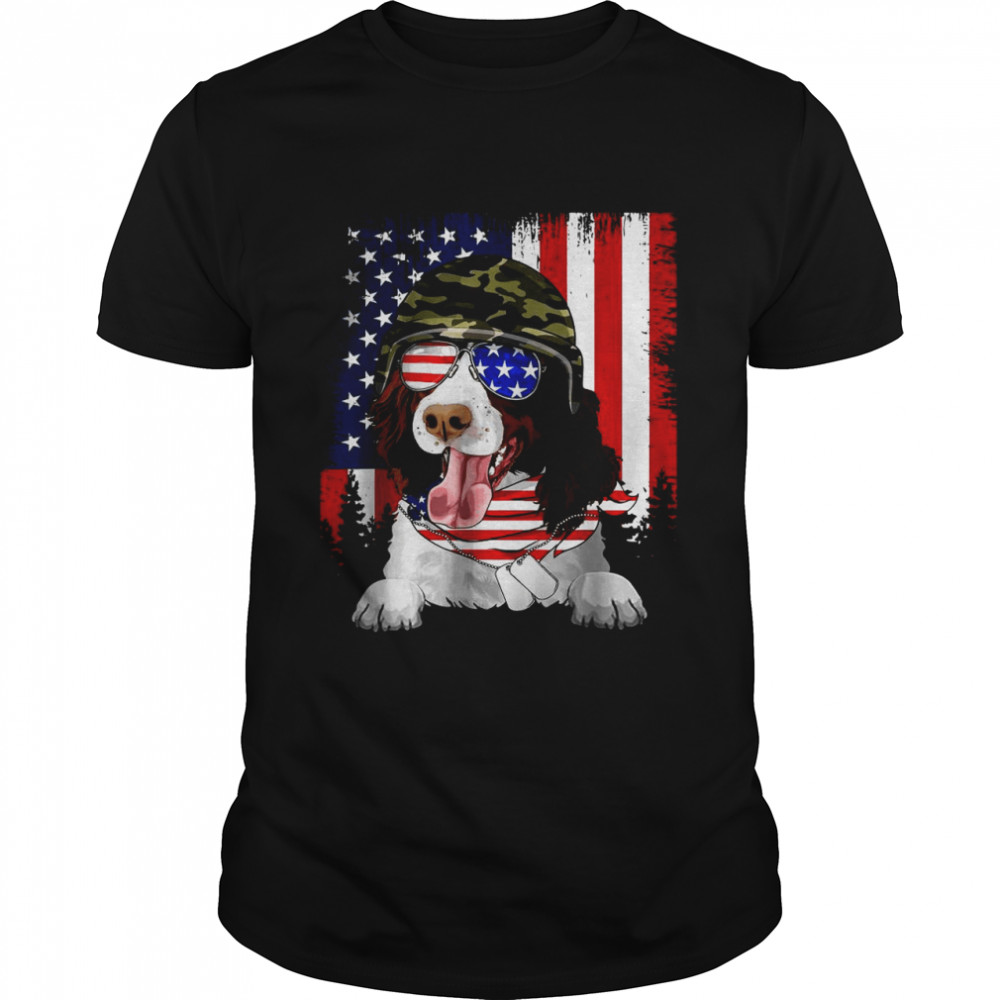 best American Flag 4th of July English Springer Spaniel Dog Lover T- Classic Men's T-shirt