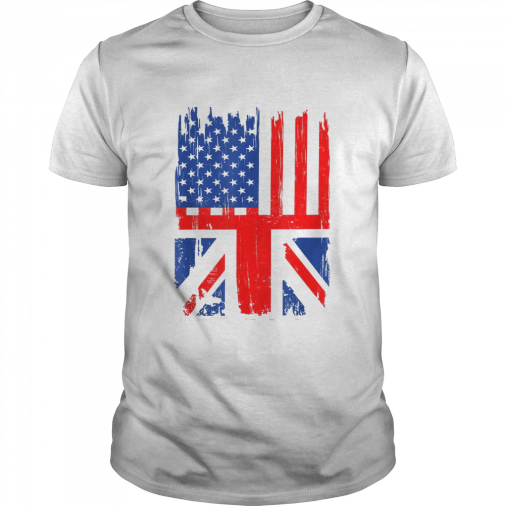 Union Jack & American Flag Design For British & USA Expats  Classic Men's T-shirt