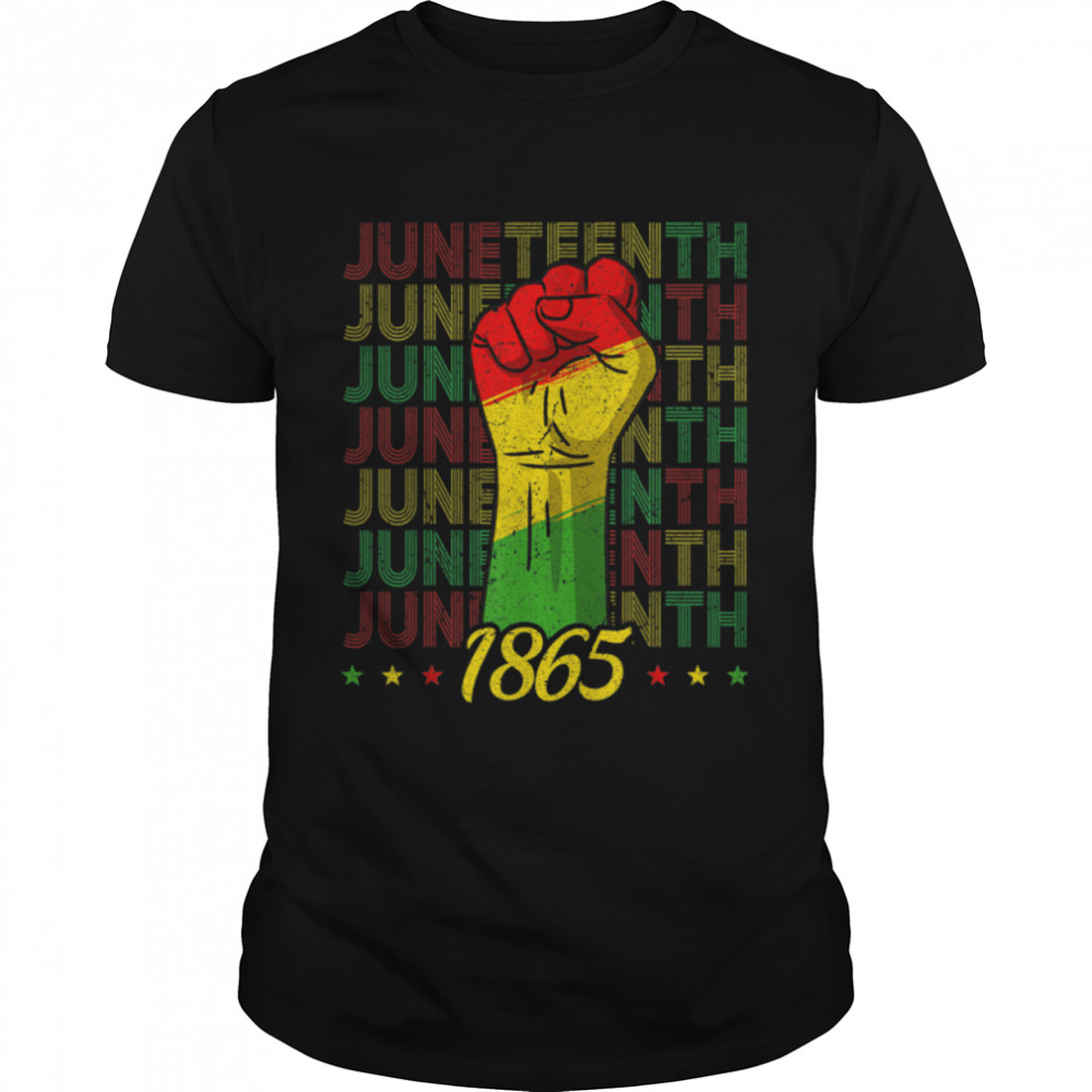 Celebrate Juneteenth 1865 Fist King Dad Men Women Queen Mom T-Shirt B0B14XR33M