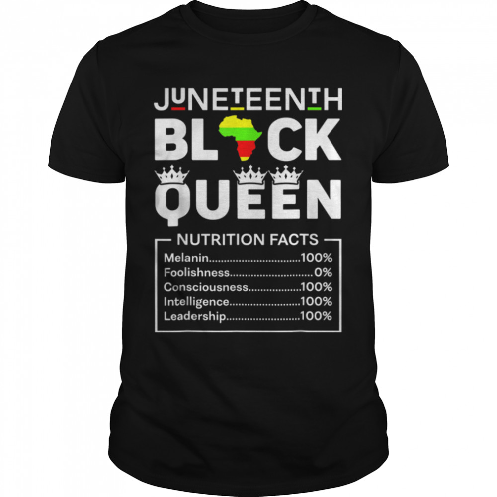 Juneteenth Afro Black Queen Nutrition Facts T-Shirt B0B14Y38K4