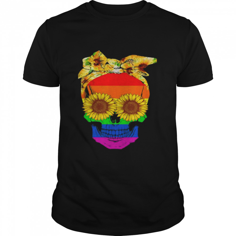 LGBT flag skull sunflower shirt