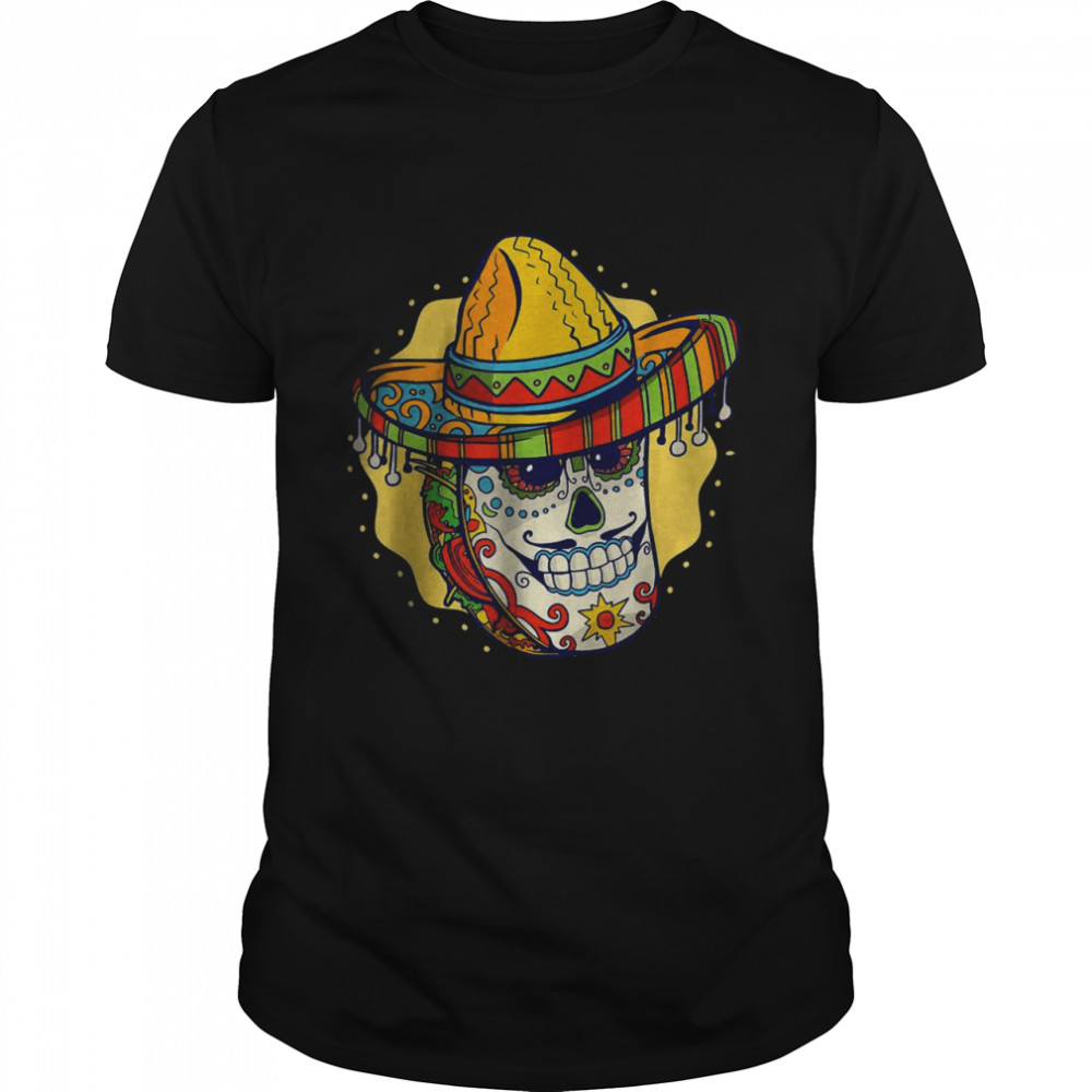 Mexican Taco Sugar Skull Cinco de Mayo Themed T-Shirt