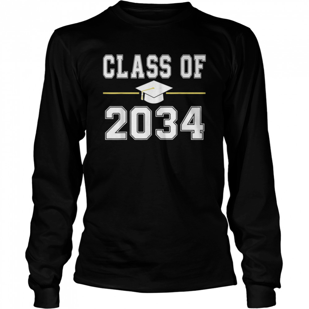 Class Of 2034 Grow With Me Graduation First Day of School  Long Sleeved T-shirt