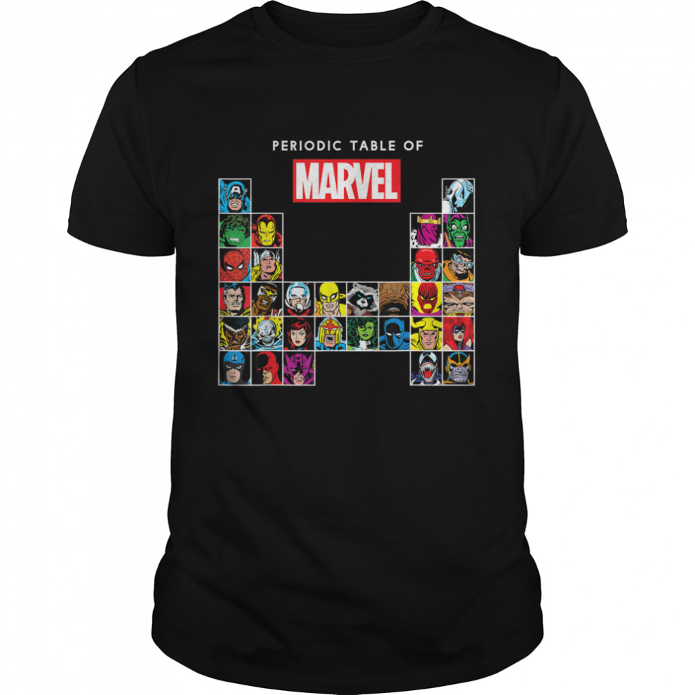 Marvel Periodic Table Of Heroes & Villains Retro T- T- Classic Men's T-shirt