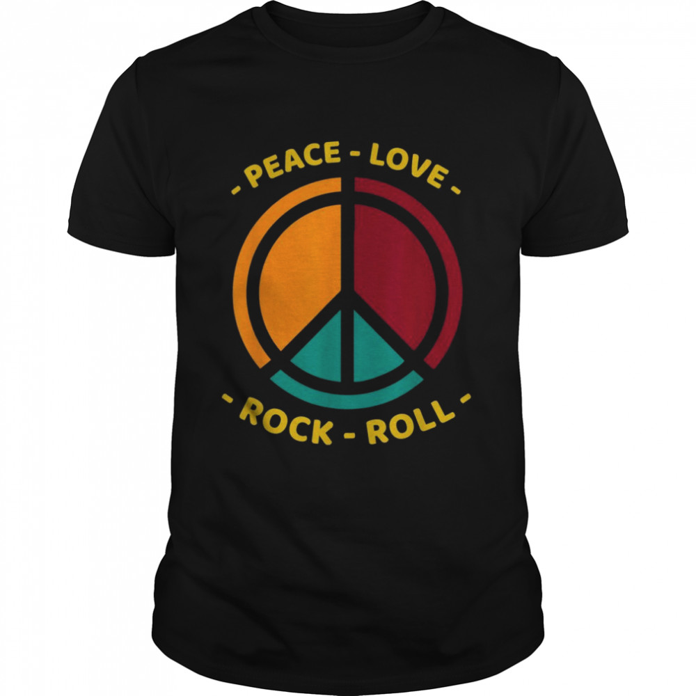 Peace Love Rock And Roll  Vintage Peace Sign Sunset  Classic Men's T-shirt