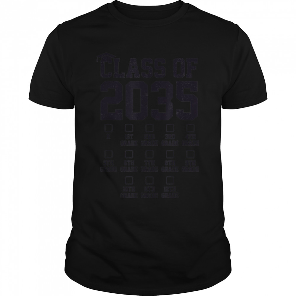 Class Of 2035 Grow With Me Check Marks First Day Of School T- B0B1BD5FR4 Classic Men's T-shirt
