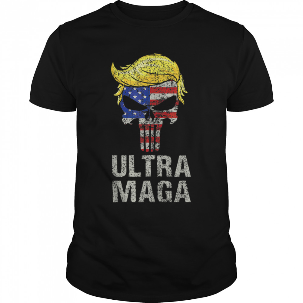 Ultra Maga King Trump Vintage American US Flag Anti Biden T- B0B1F778FM Classic Men's T-shirt