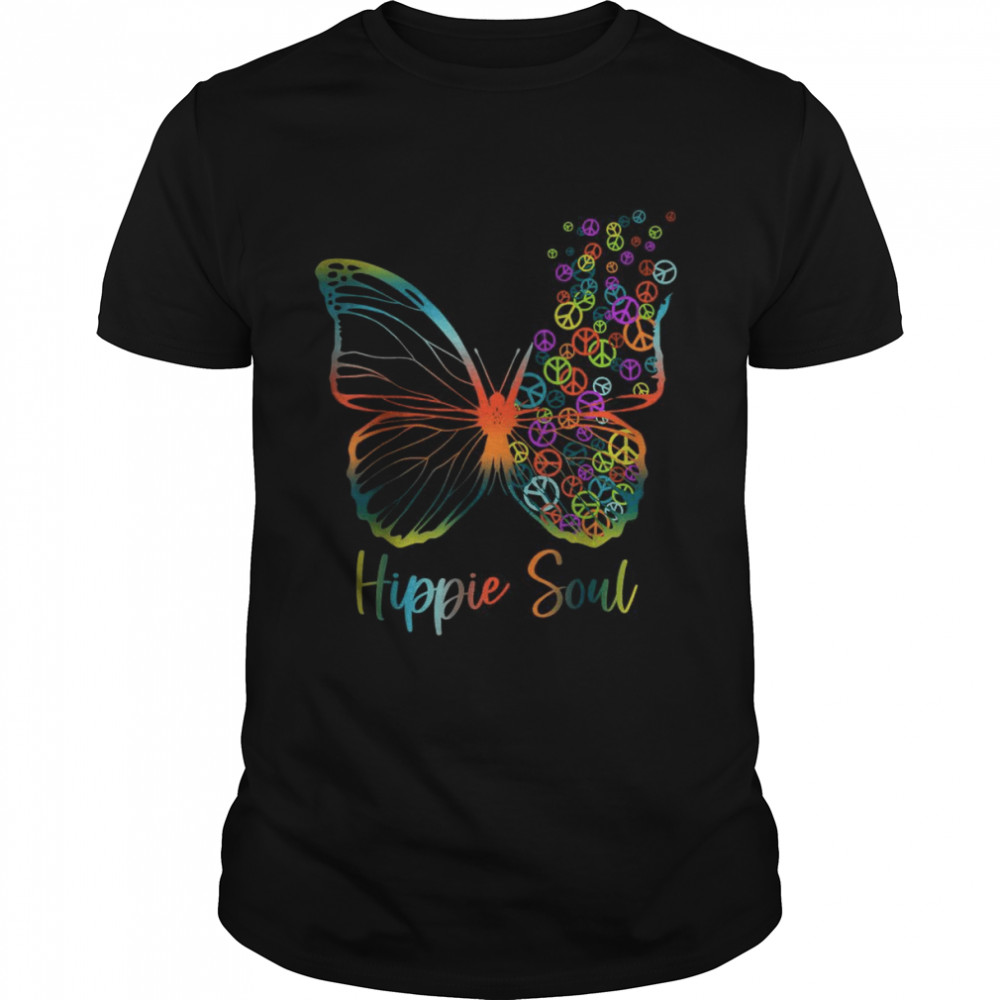 Pretty Hippie Soul Butterfly with Peace Signs Hippie T- Classic Men's T-shirt