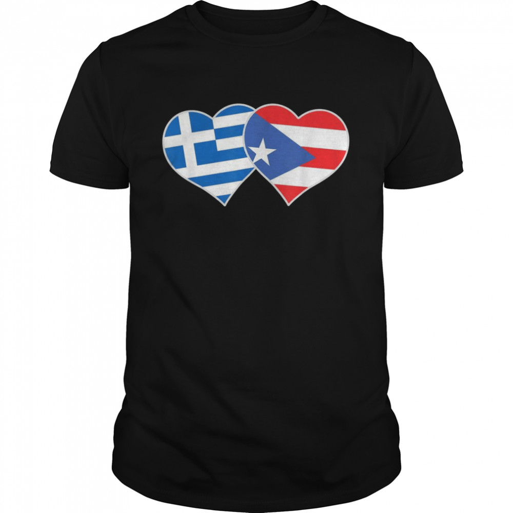 Greek Puerto Rican Flag Heart Love Greece Puerto Rico  Classic Men's T-shirt
