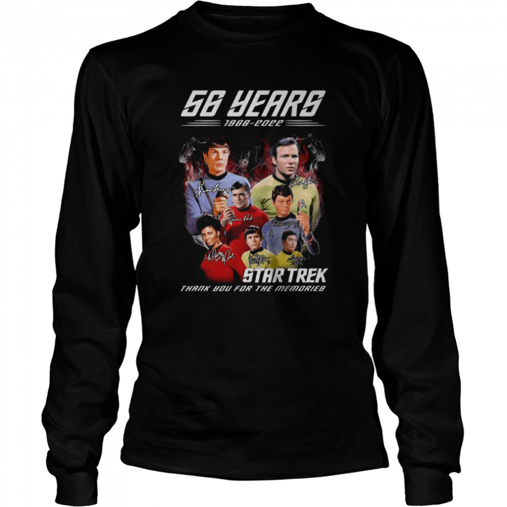 56 years 1966 2022 Star Trek thank you for the memories signatures shirt Long Sleeved T-shirt