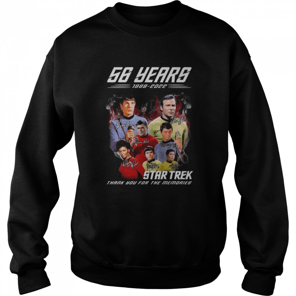 56 years 1966 2022 Star Trek thank you for the memories signatures shirt Unisex Sweatshirt
