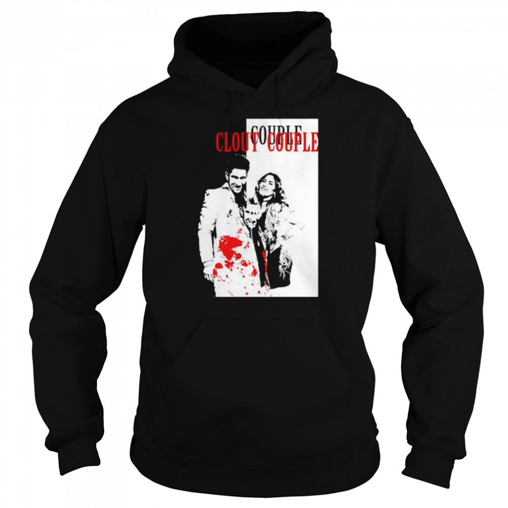clout Couple red and white shirt Unisex Hoodie