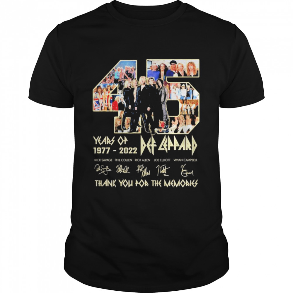 45 Years Of 1977 2022 Def Leppard Phil Collen Rick Allen Joe Elliott Signatures  Classic Men's T-shirt