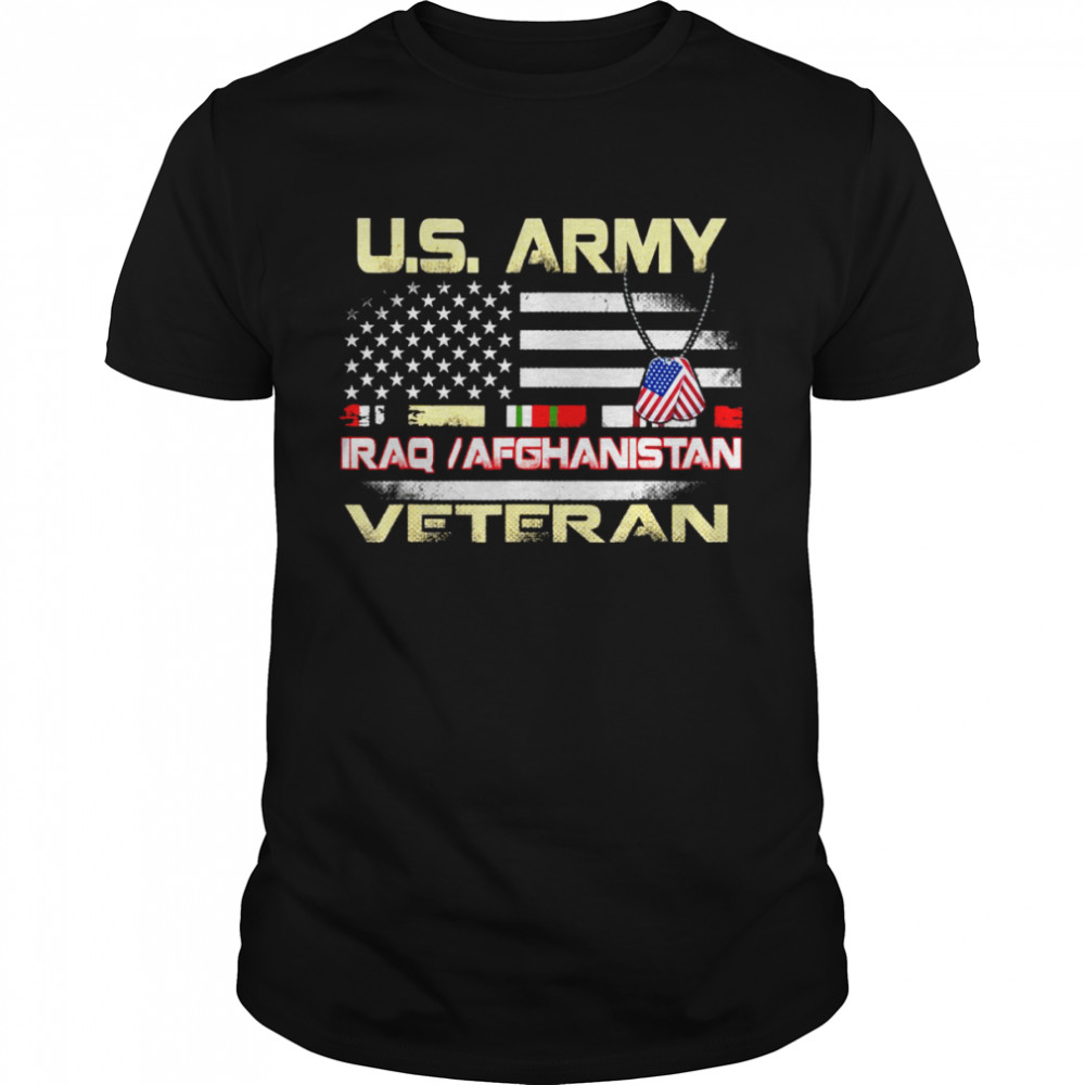 US Army Iraq Afghanistan Veteran USA Flag  Classic Men's T-shirt