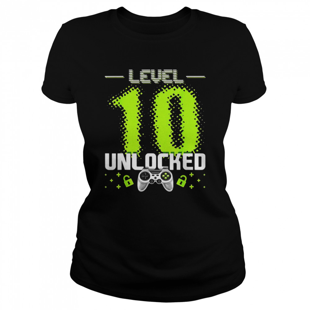 Level 10 Unlocked Video Gamer 10th Birthday Gamer Boys  Classic Women's T-shirt