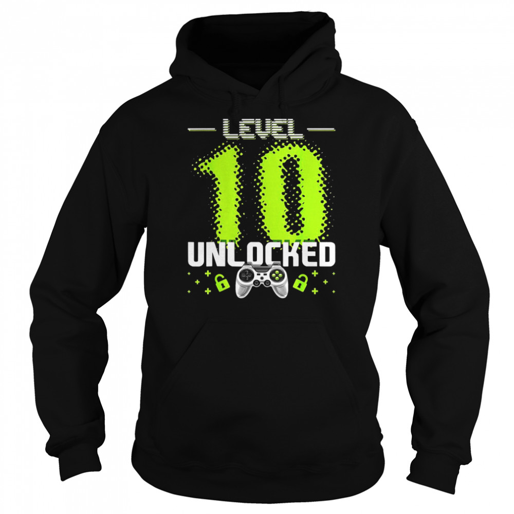 Level 10 Unlocked Video Gamer 10th Birthday Gamer Boys  Unisex Hoodie
