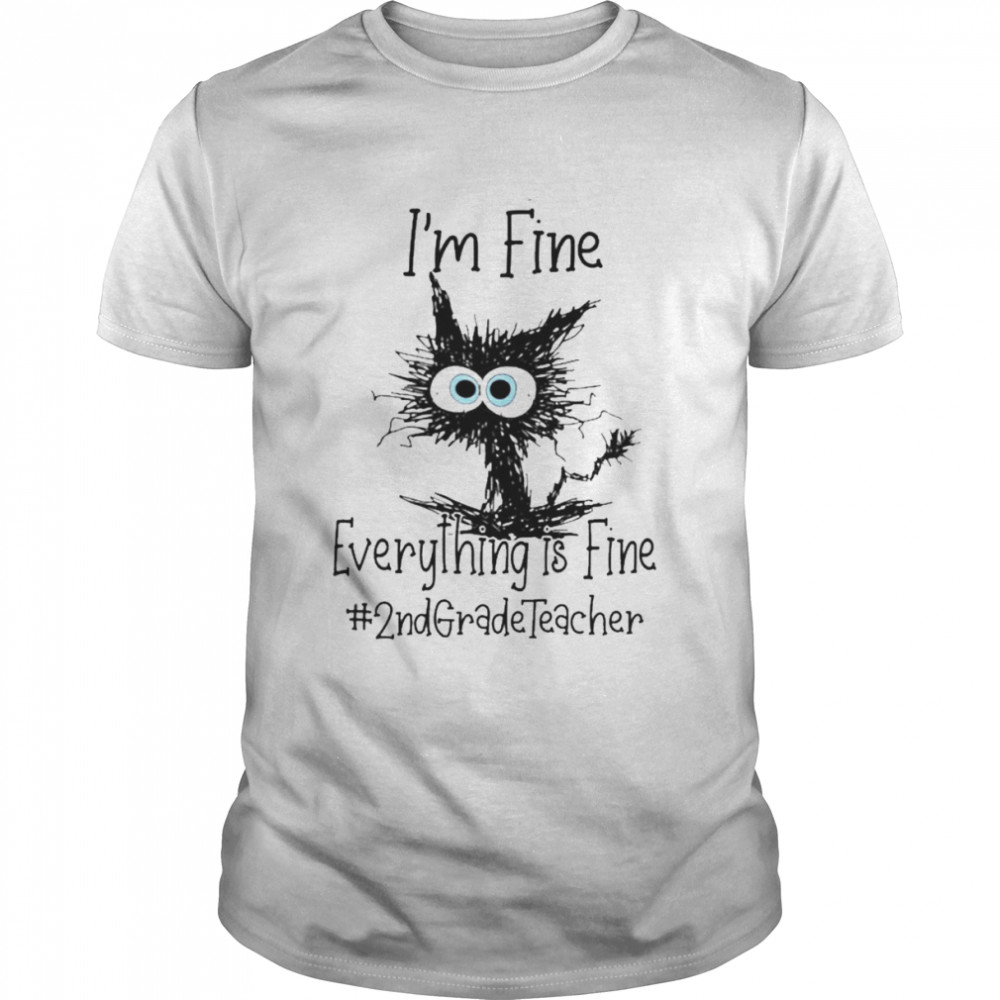 Cat I’m Fine Everything Is Fine 2nd Grade Teacher  Classic Men's T-shirt