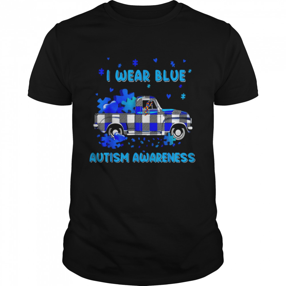I Wear Blue For My Brother Sister Autism Awareness Boys Shirt