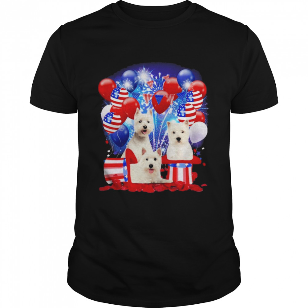 West Highland White Terrier Balloons Fireworks Shirt