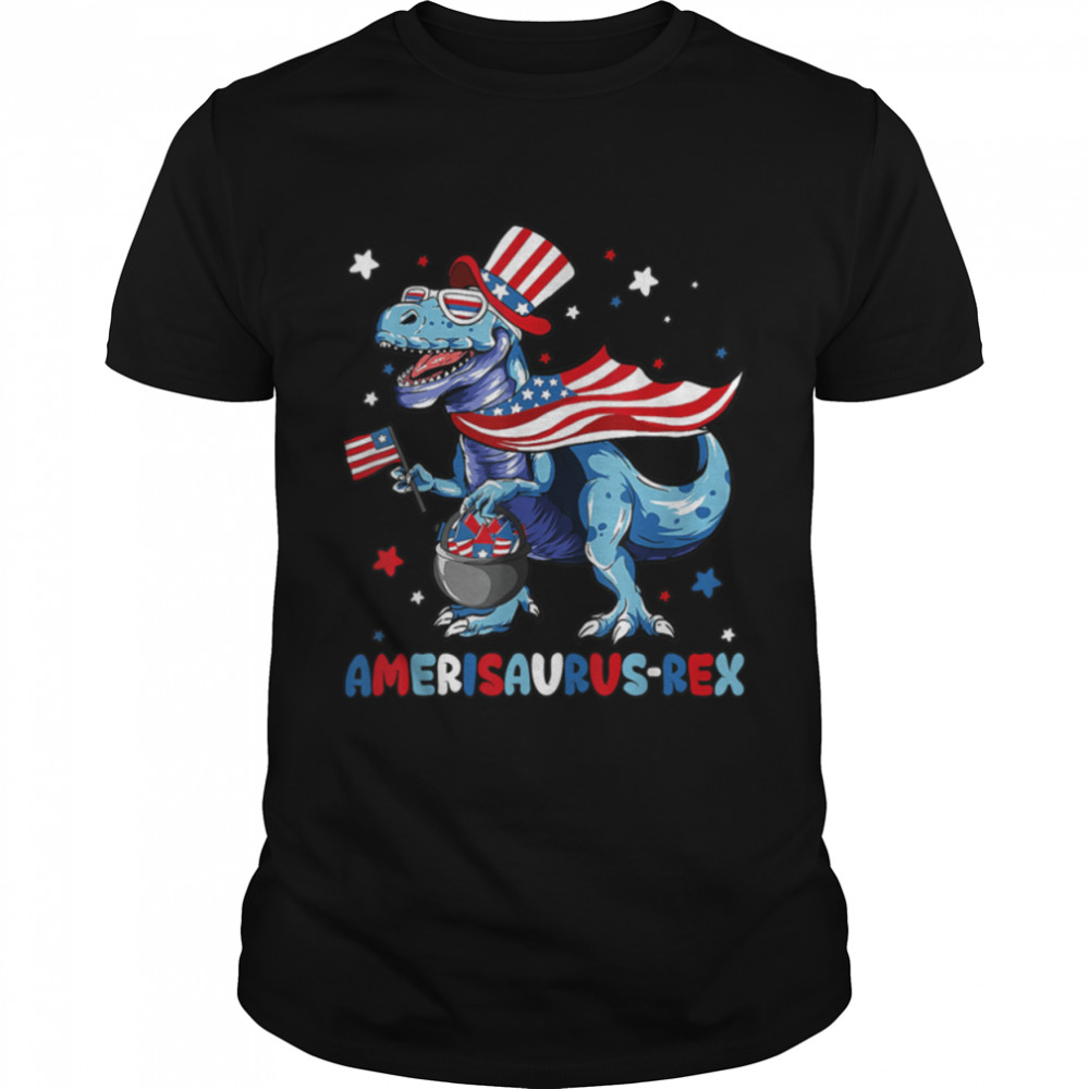 4th of July Americansaurusrex Dinosaur T Rex American Flag T- B0B2JSSPQ3 Classic Men's T-shirt