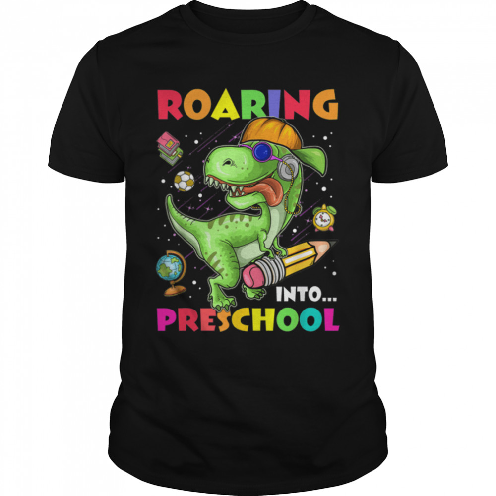 Roaring Into Preschool Dinosaur Kids Back To School Boys T-Shirt B0B2JXSK9B