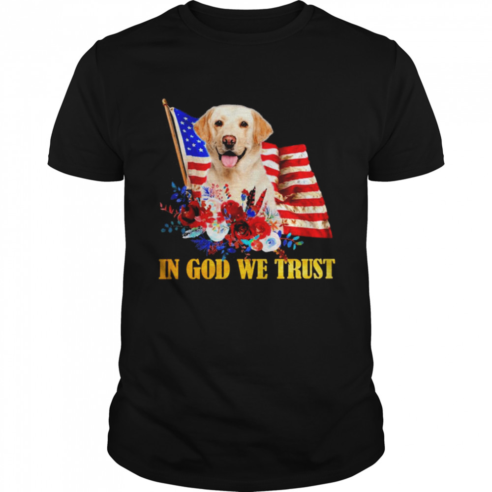 Flower Flag In God We Trust YELLOW Labrador  Classic Men's T-shirt
