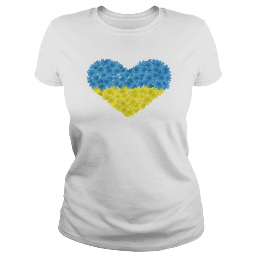 Maple Leaf Ukraine Flag Heart Love Support Ukrainians  Classic Women's T-shirt