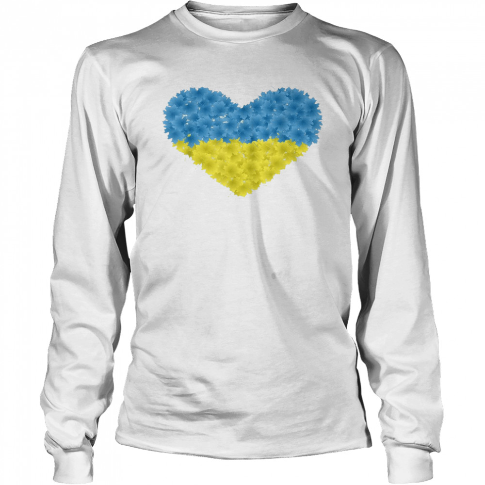 Maple Leaf Ukraine Flag Heart Love Support Ukrainians  Long Sleeved T-shirt