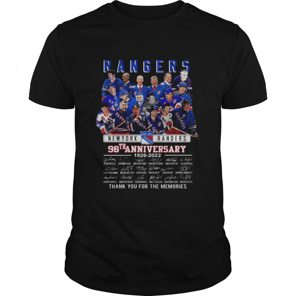 Rangers Hockey Teams 96th Anniversary 1926 2022 Signatures Thank You For The Memories Shirt