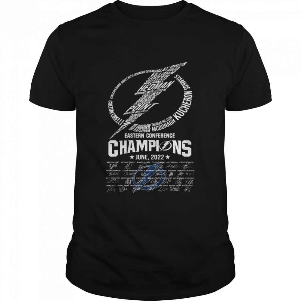 Tampa Bay Lightning Eastern Conference Champions June, 2022 Signatures Shirt