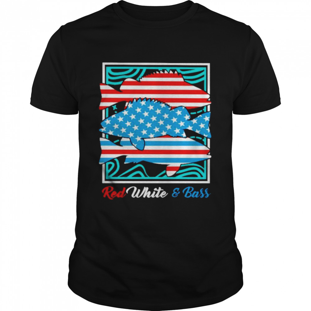 Fishing 4th of July red white and bass shirt Classic Men's T-shirt
