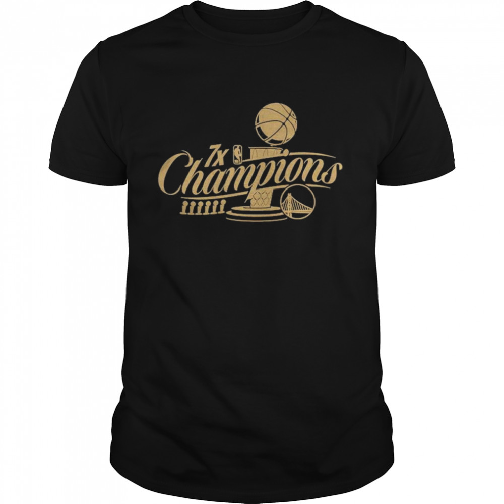 Golden State Warriors Sportiqe 7-Time NBA Finals Champions Metallic Official Logo Comfy Tri-Blend T- Classic Men's T-shirt