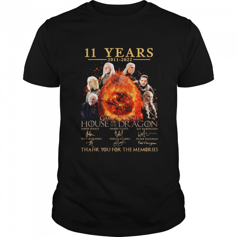 11 Years 2011-2022 Game Of Thrones House Of The Dragon Signatures Thank You For The Memories  Classic Men's T-shirt