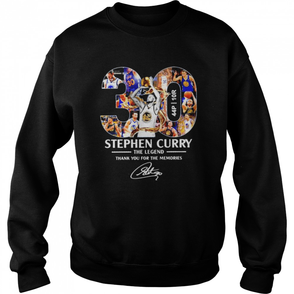 30 Stephen Curry Golden State Warriors the Legend thank you for the memories signature shirt Unisex Sweatshirt