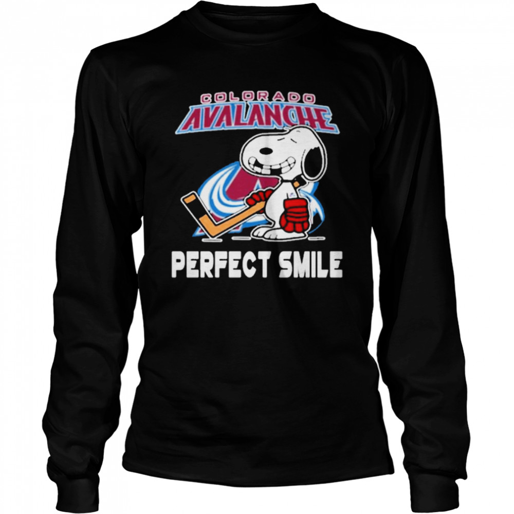 Colorado Avalanche Snoopy Perfect Smile Stanley Cup Champions Long Sleeved T-shirt